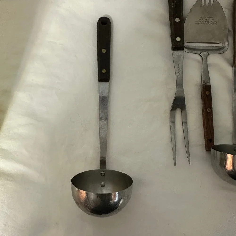Ekco Flint Kitchen Utensil Lt Vintage Good Wood Handle Stainless Steel MCM Retro